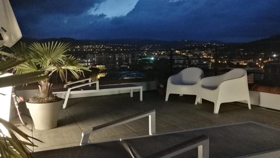 Patio, Night, City view, Mountain view