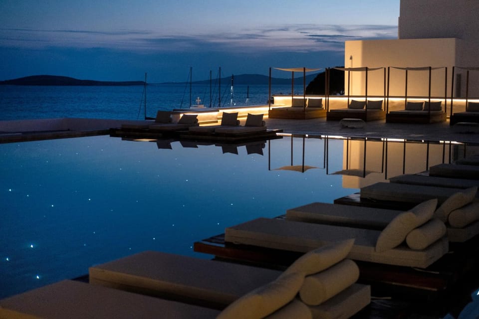 Night, Pool view, Sea view, Swimming pool
