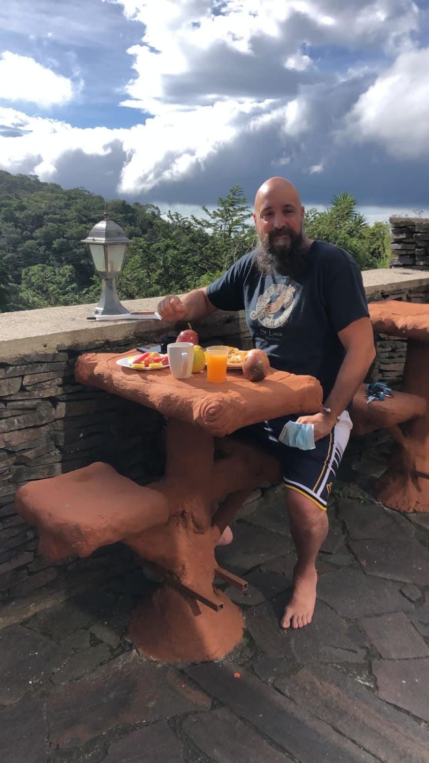 Patio, People, Natural landscape, Food and drinks, Guests, Mountain view, Breakfast