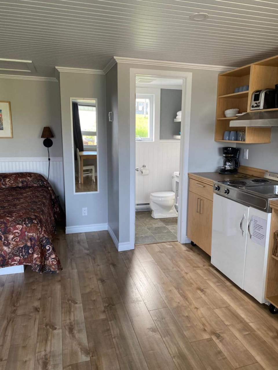 Bed, Bathroom, Kitchen or kitchenette, Photo of the whole room