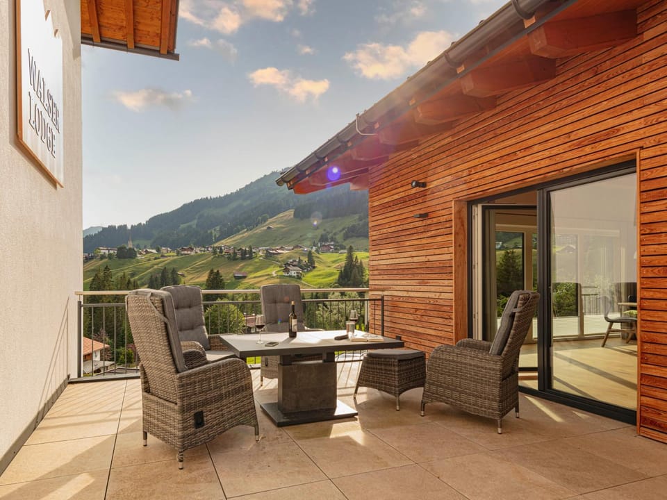Property building, Natural landscape, View (from property/room), Balcony/Terrace, Seating area, Dining area, Mountain view