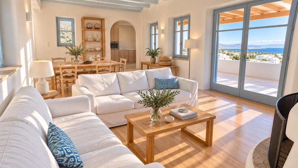Living room, Seating area, Dining area, Sea view