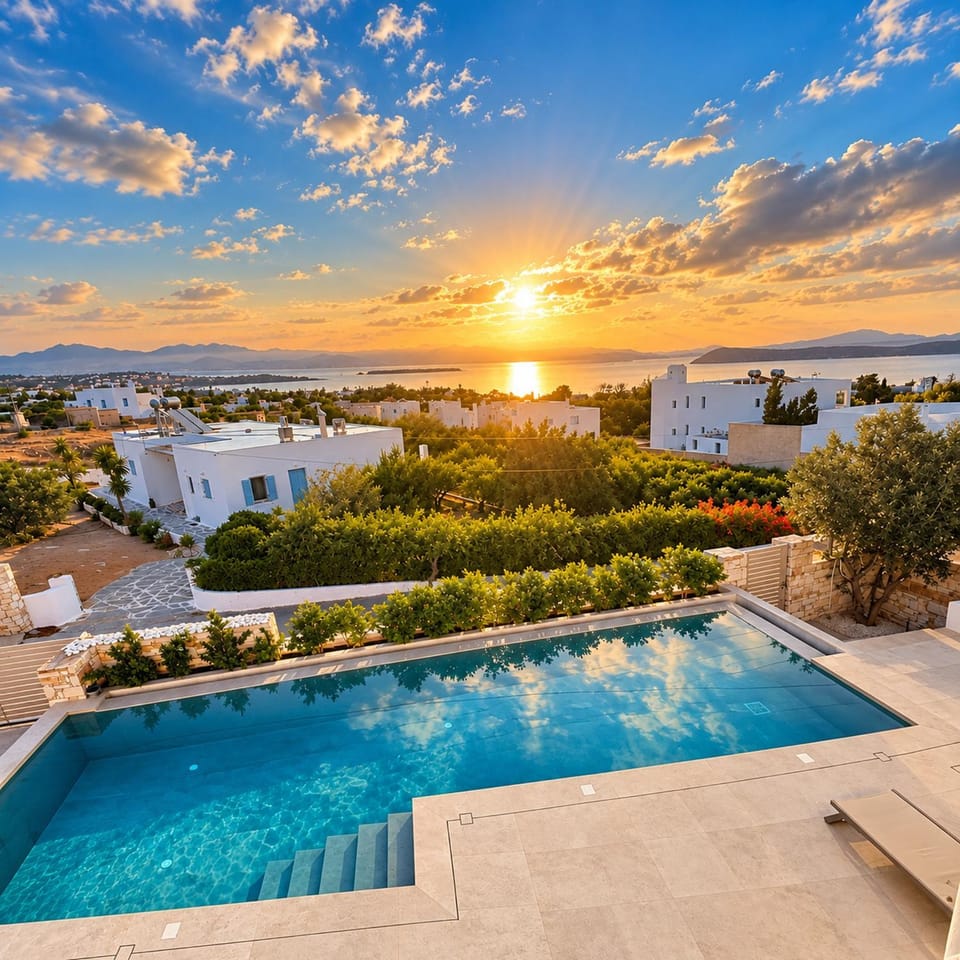 Autumn, Sea view, Swimming pool, Sunrise