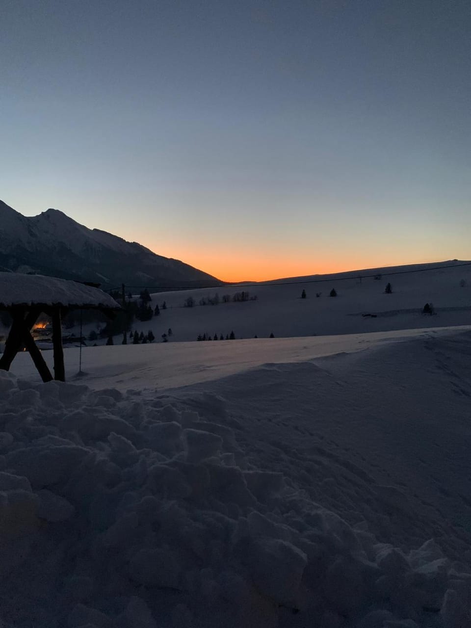 Natural landscape, Winter, Mountain view, Sunset