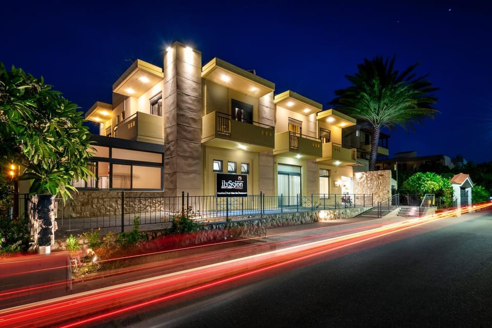 Property building, Facade/entrance, Night, Parking