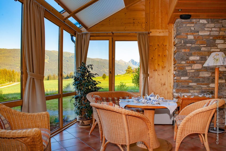 Natural landscape, Living room, Seating area, Dining area, Mountain view