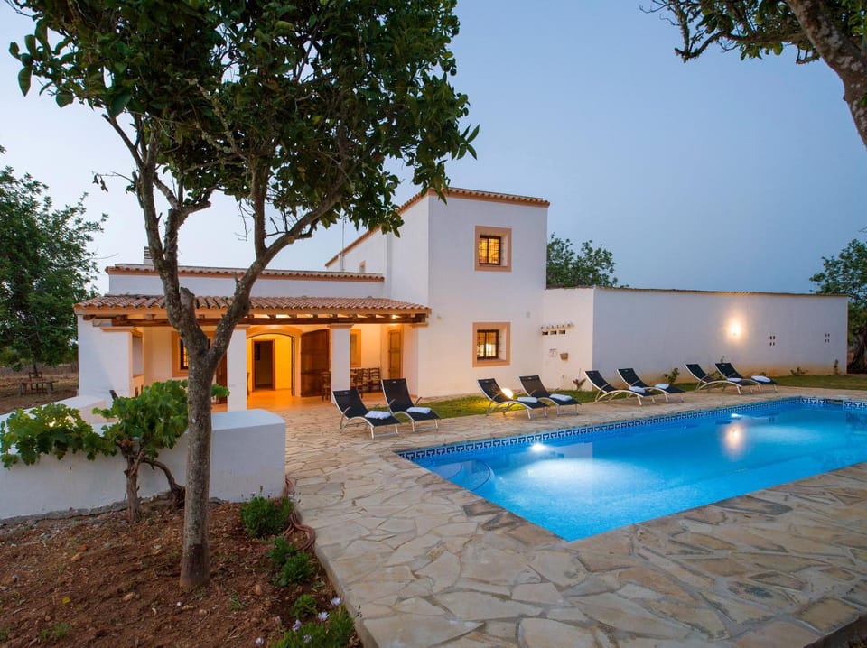 Property building, Swimming pool, Sunset
