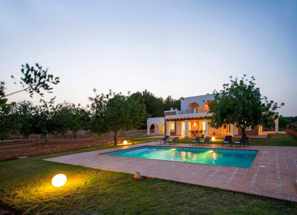 Property building, Swimming pool, Sunset