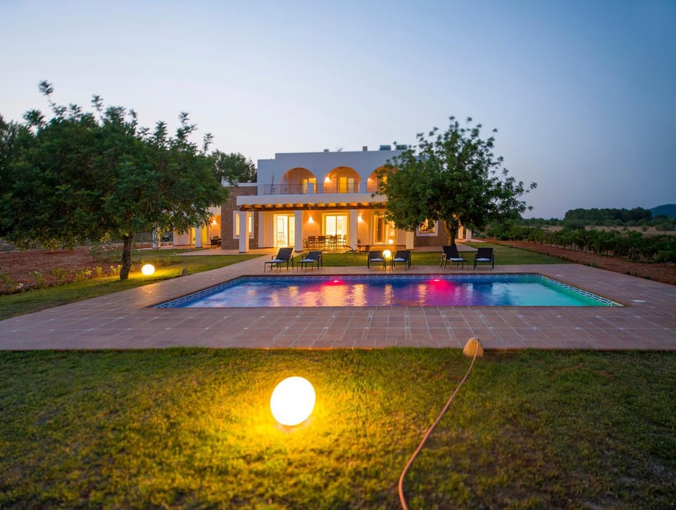 Property building, Night, Swimming pool