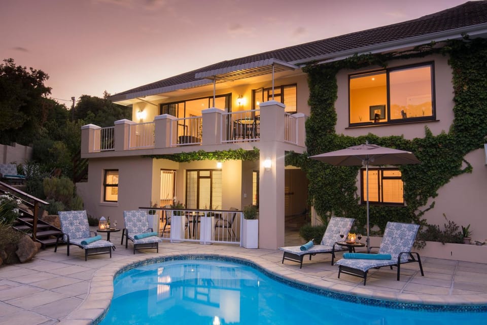 Property building, Swimming pool, Sunset