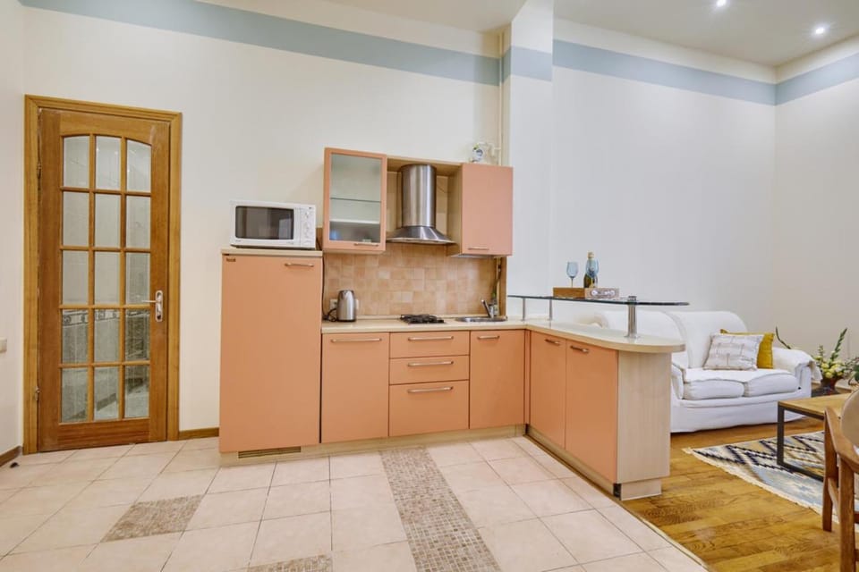 Kitchen or kitchenette, stove