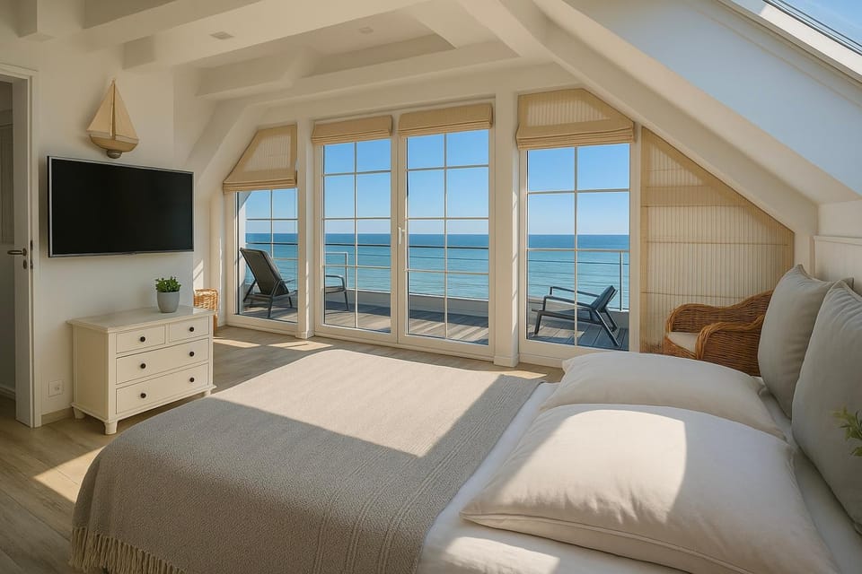 Bed, Balcony/Terrace, Photo of the whole room, Sea view