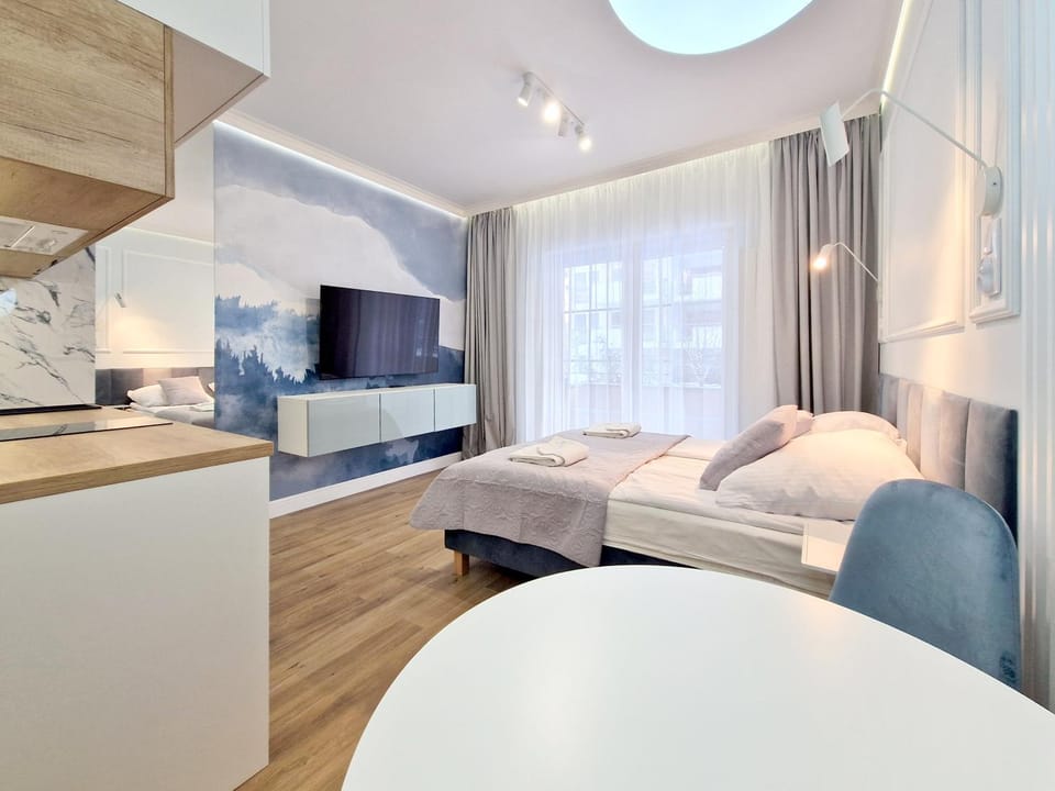 Bed, TV and multimedia, Kitchen or kitchenette, Photo of the whole room