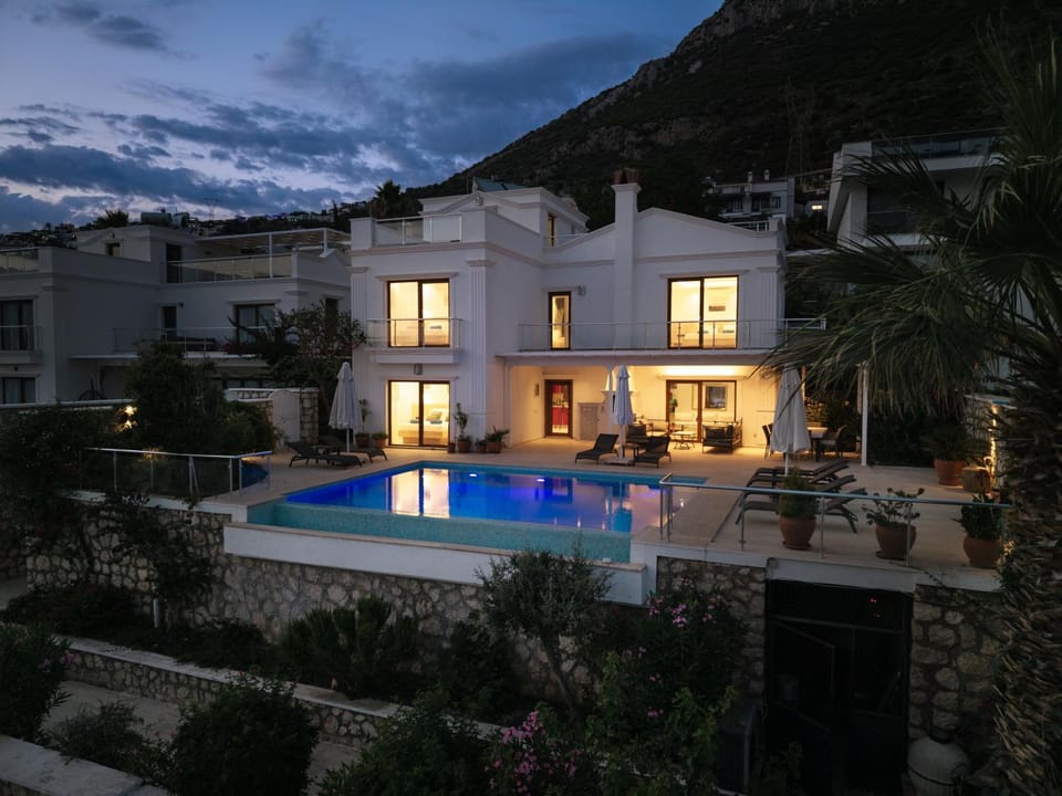 Property building, Night, Mountain view, Swimming pool