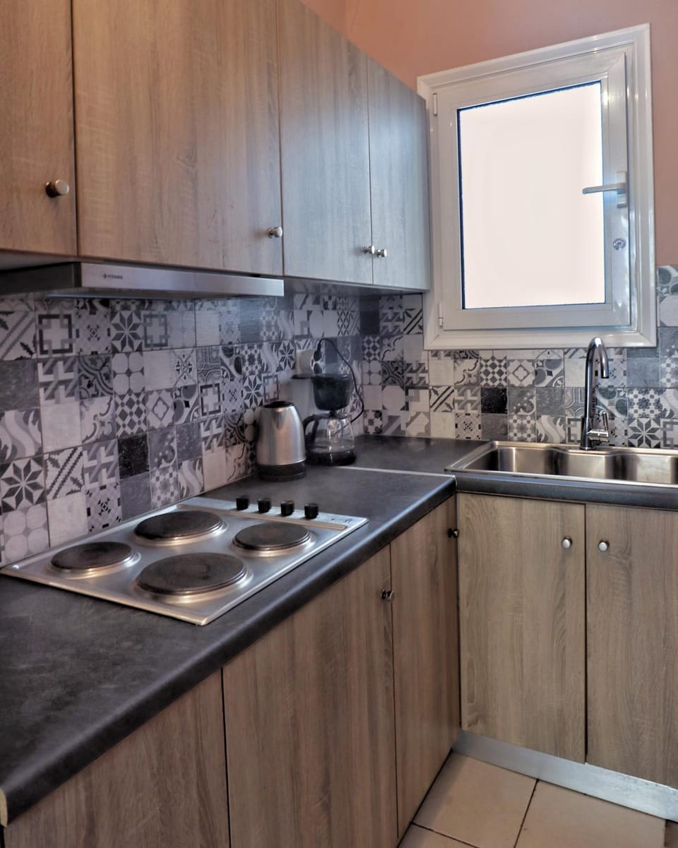 Kitchen or kitchenette, stove
