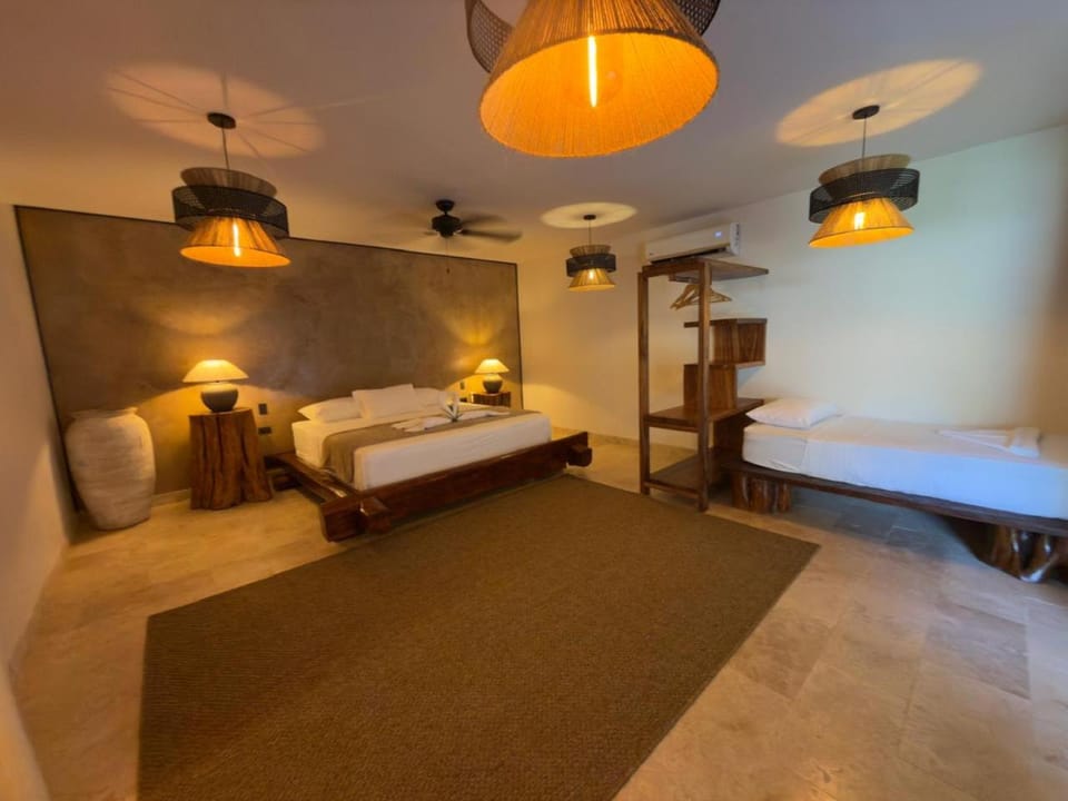 Bed, Photo of the whole room, Bedroom, towels, air conditioner