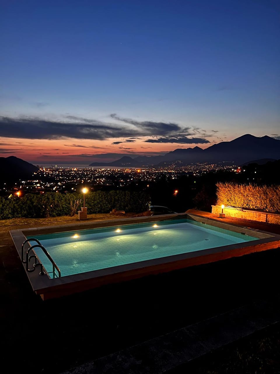 Night, Pool view, Swimming pool