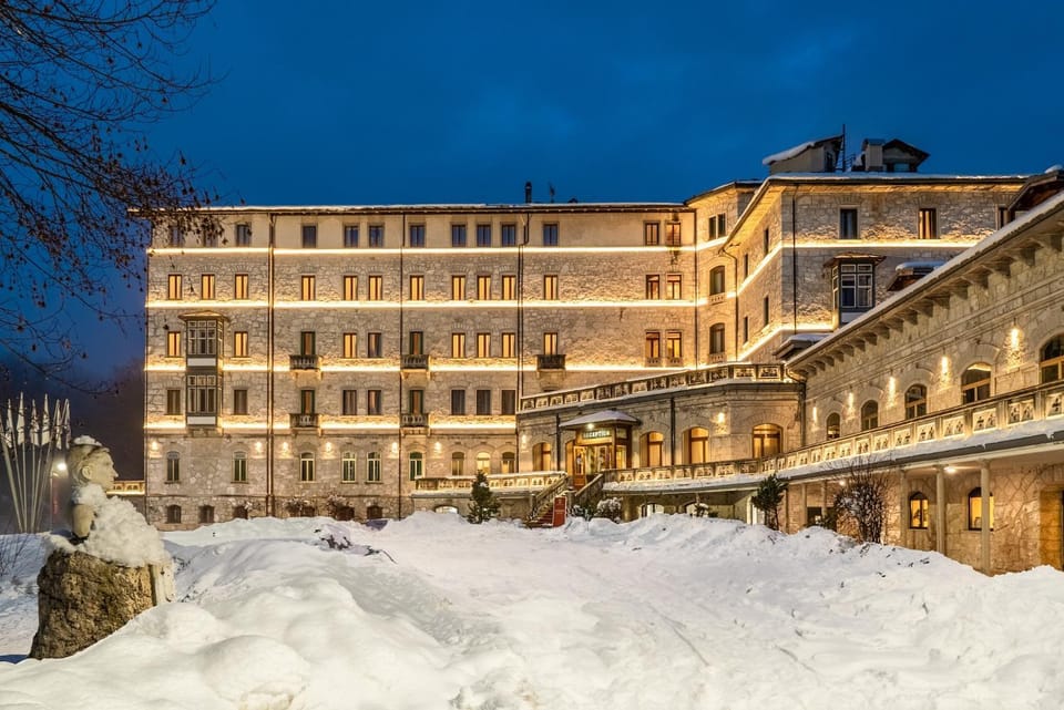 Property building, Night, Winter