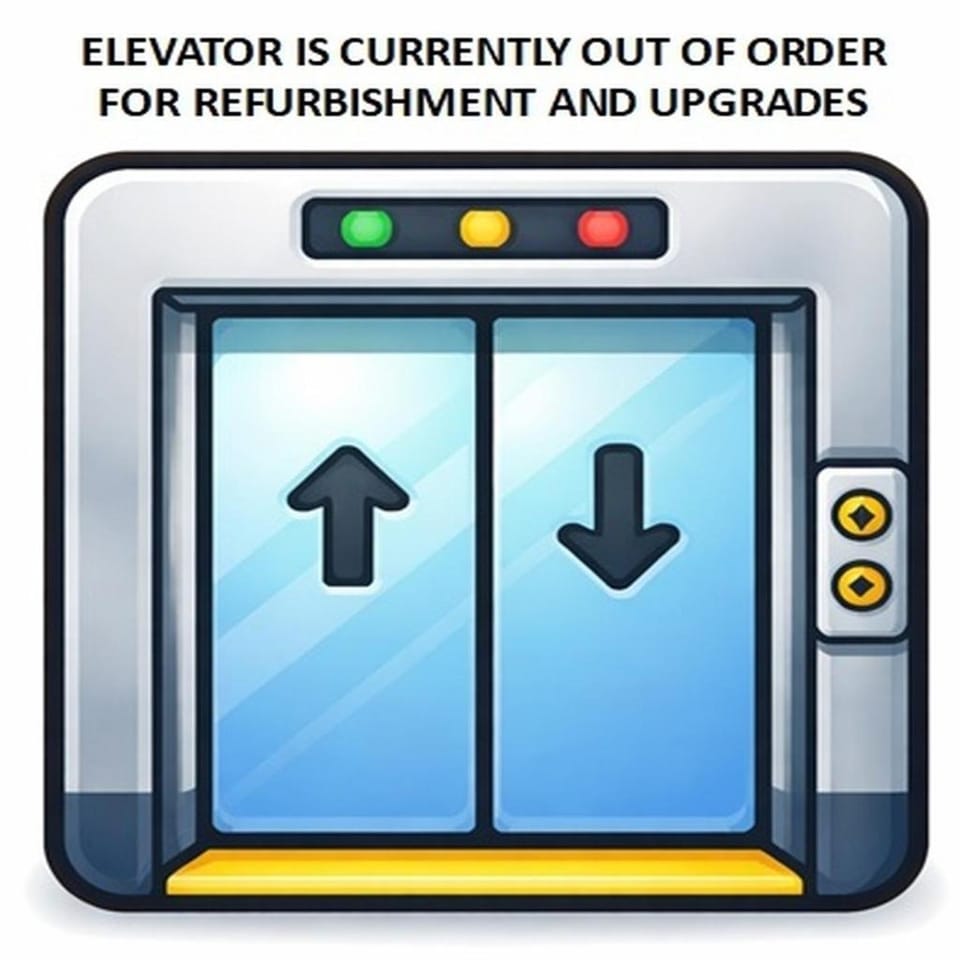 Text overlay, elevator