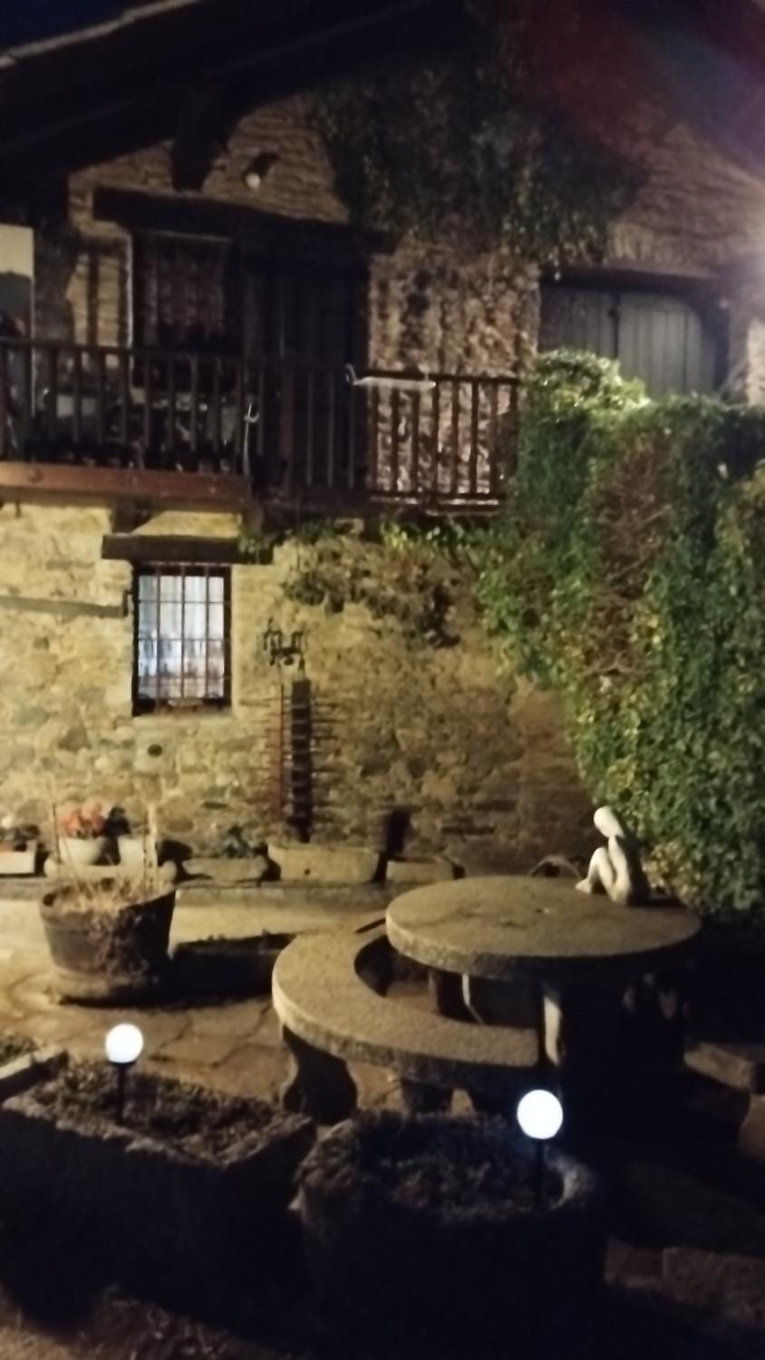 Property building, Patio, Night, Garden, Garden view