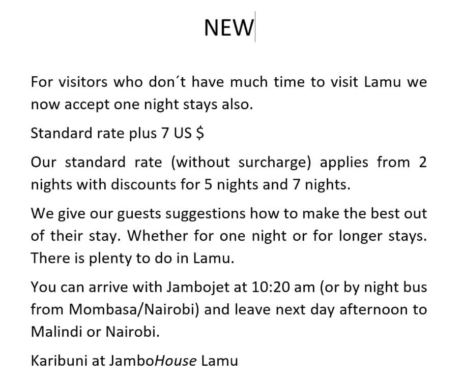 JamboHouse Lamu Bed and Breakfast in Lamu