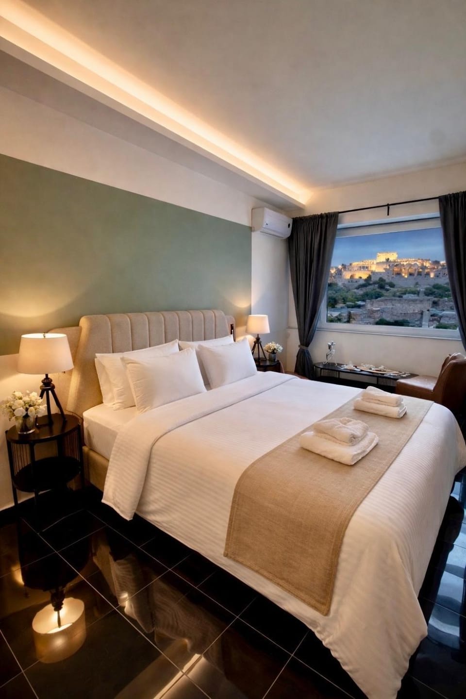Bed, Bedroom, towels