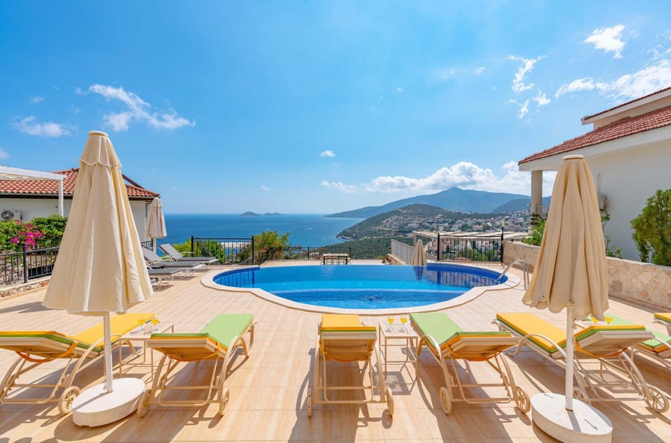 Natural landscape, Mountain view, Pool view, Sea view, Swimming pool, sunbed