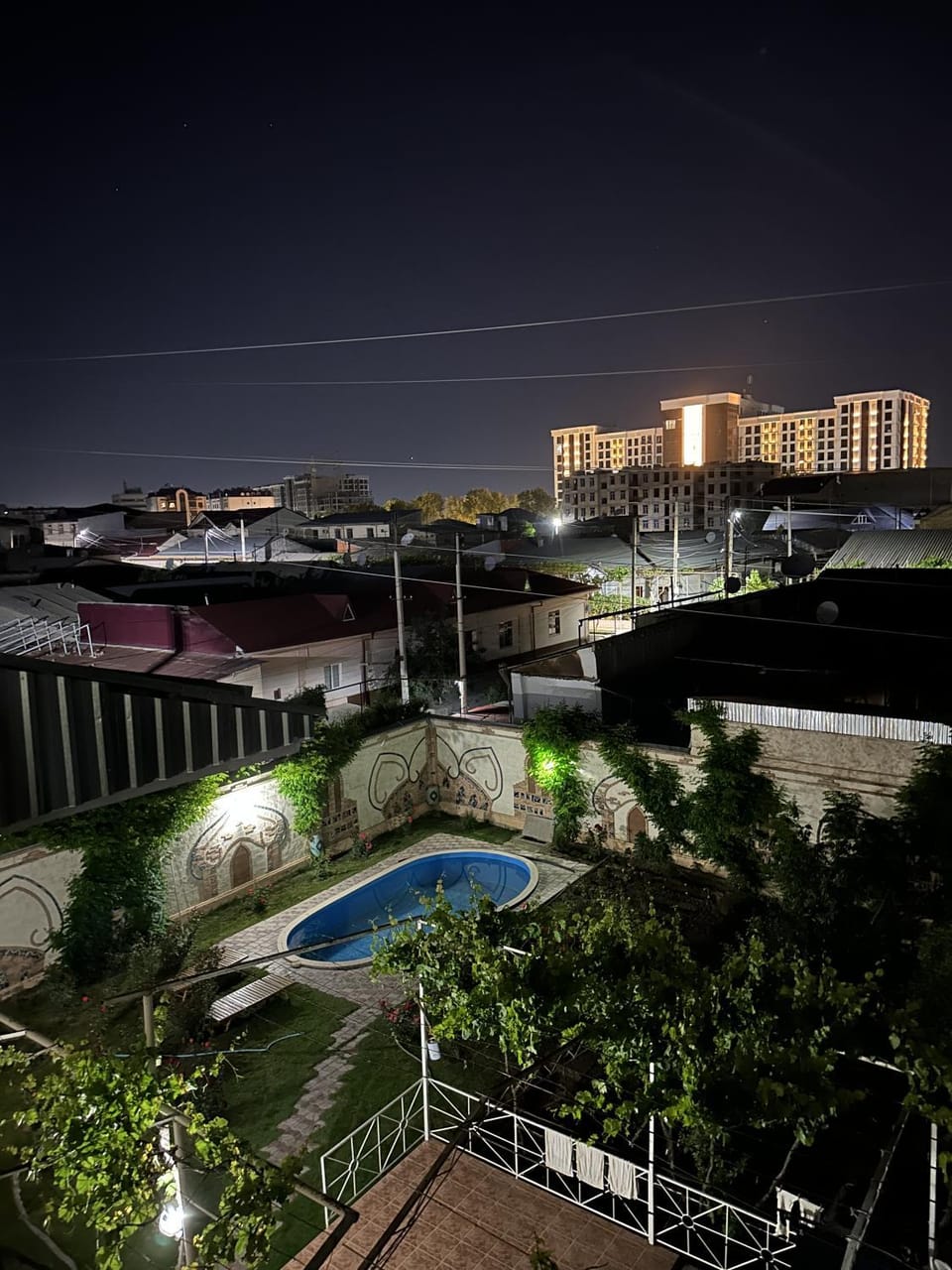 Property building, Night, Garden, City view, Pool view, Swimming pool