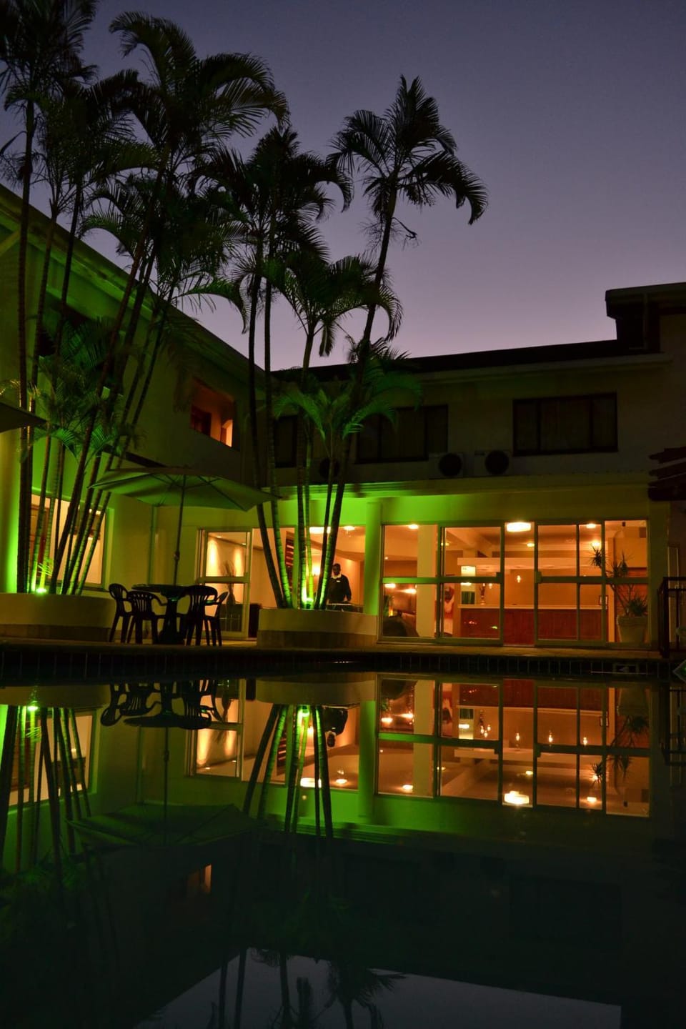 Property building, Swimming pool, Sunset