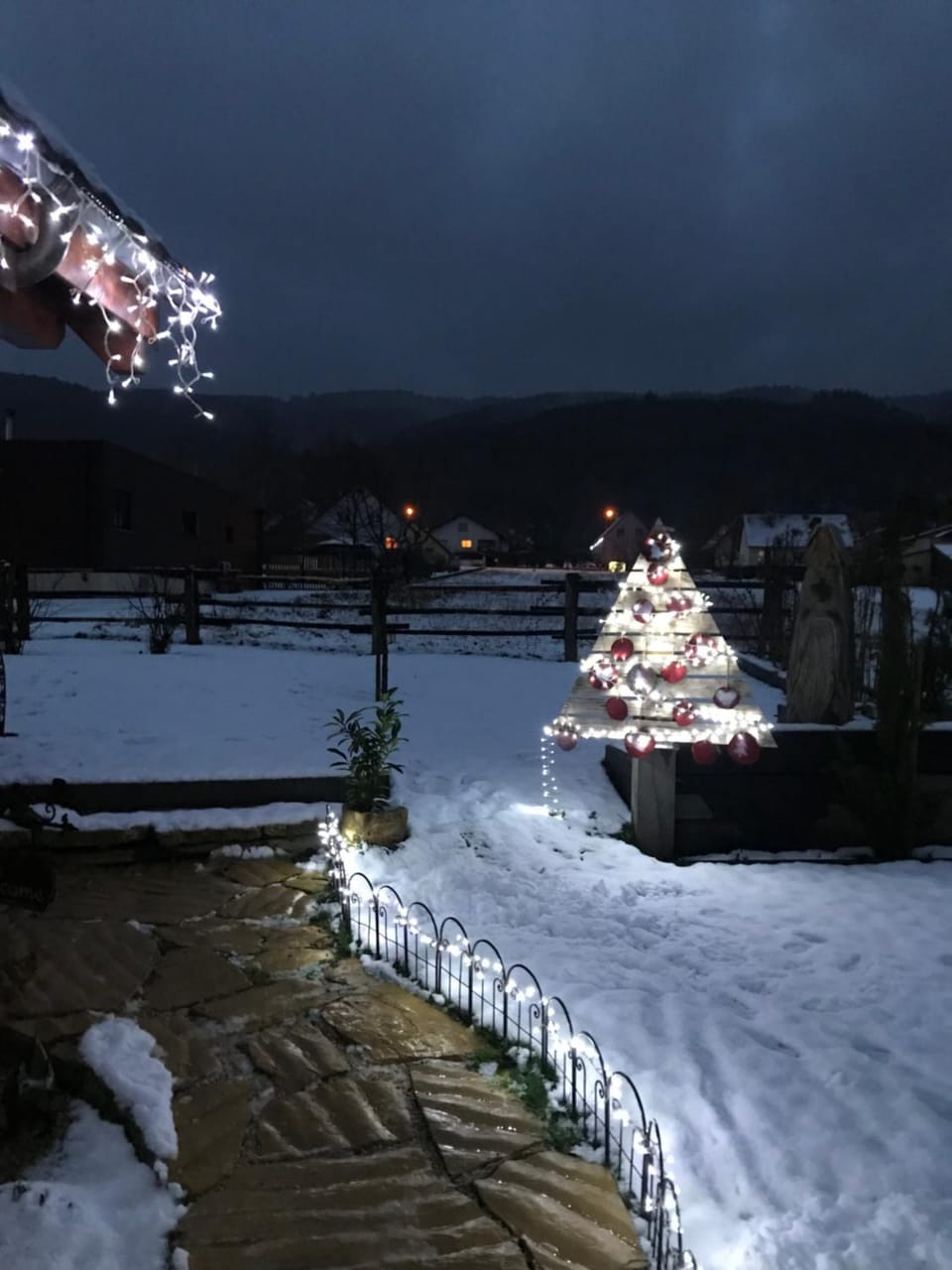 Night, Winter, Mountain view