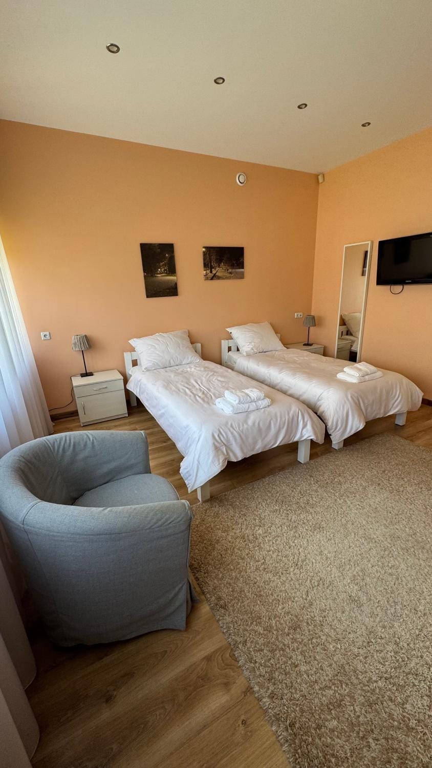 Bed, TV and multimedia, Photo of the whole room, towels