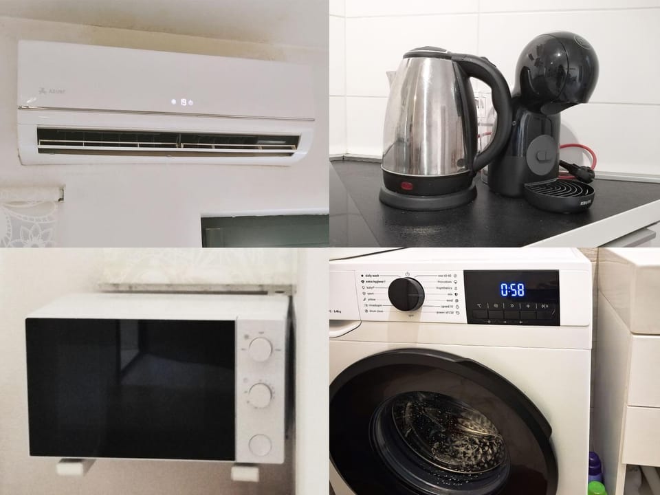 microwave, washing machine, air conditioner