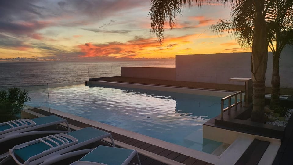 Natural landscape, Pool view, Sea view, Swimming pool, Sunset, sunbed