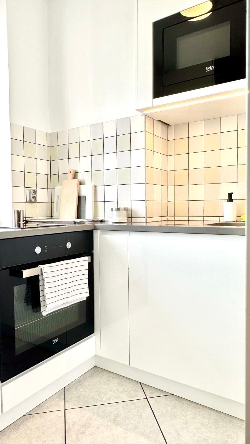 Kitchen or kitchenette, stove, kitchen
