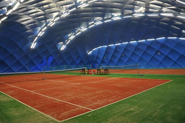 Tennis court, group of guests