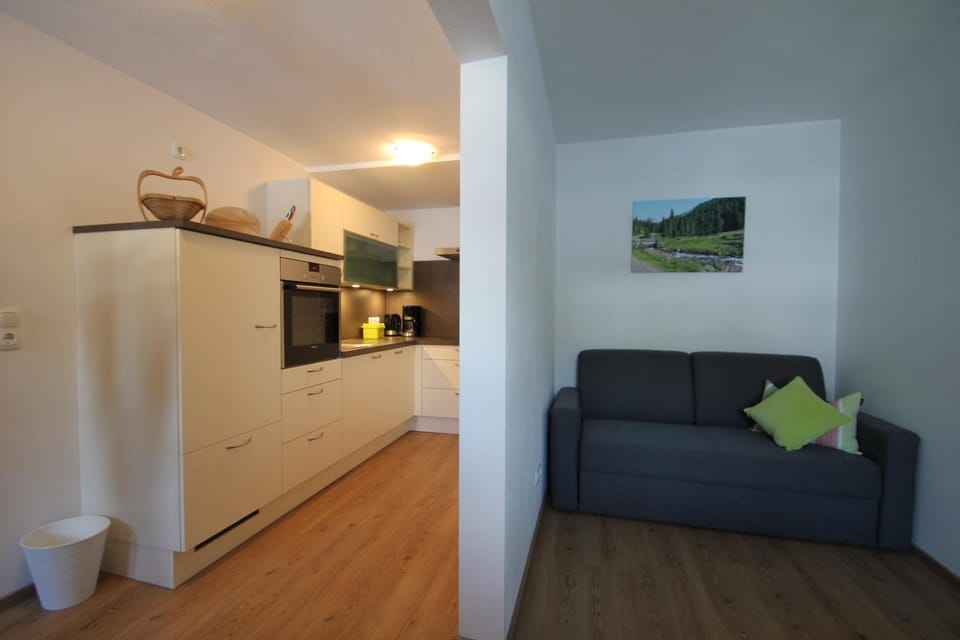 Kitchen or kitchenette, Living room, Seating area, Dining area