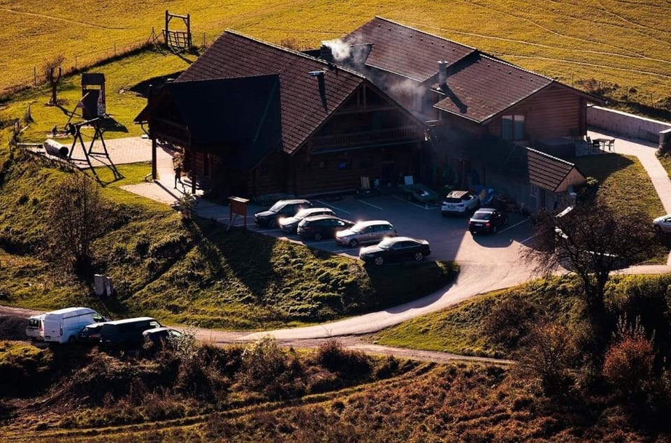 Property building, Natural landscape, Bird's eye view, Parking