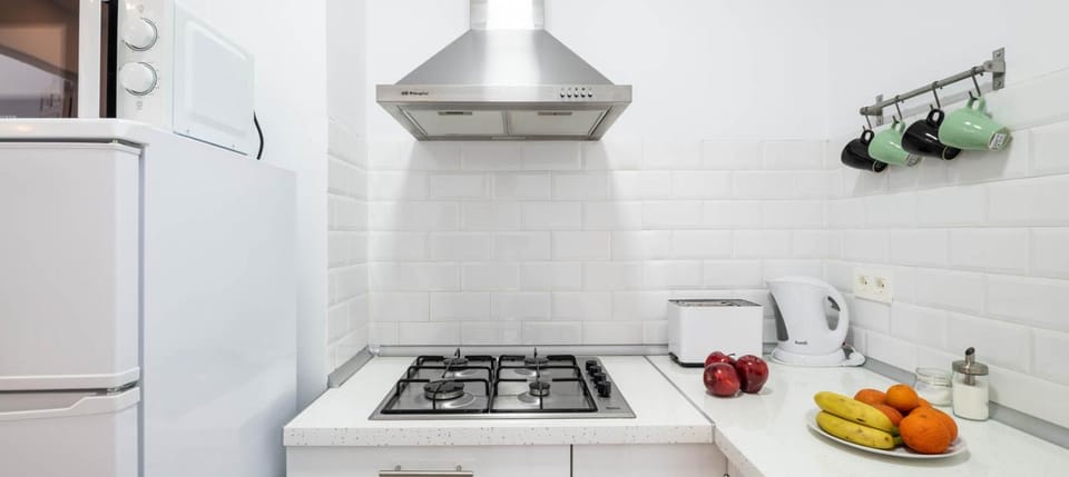 Kitchen or kitchenette, stove