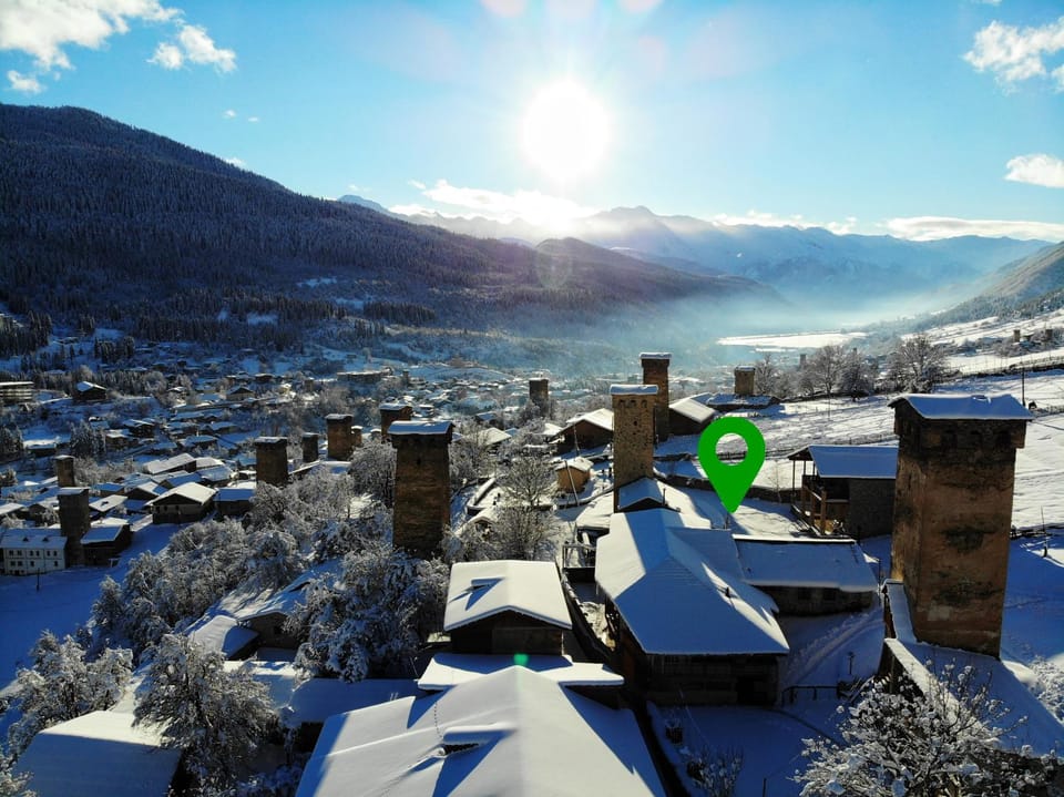 Nearby landmark, Day, Natural landscape, Bird's eye view, Winter, City view, Mountain view