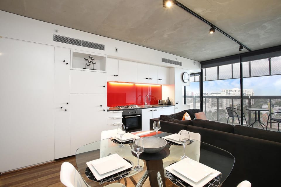 Kitchen or kitchenette, Living room, Dining area