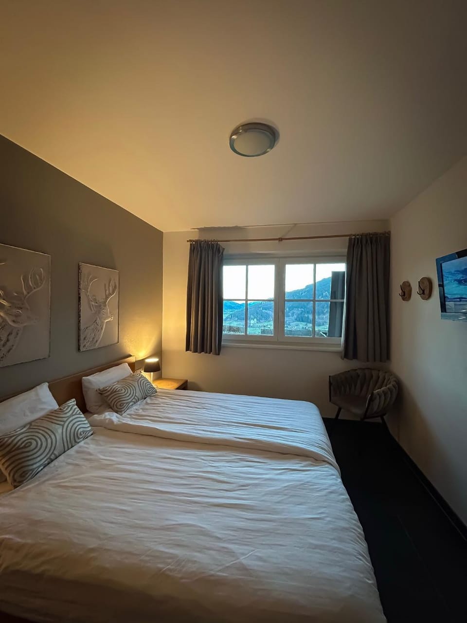 Bed, TV and multimedia, Photo of the whole room, Bedroom, Mountain view