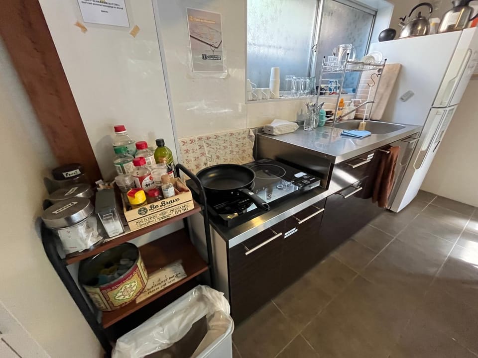Kitchen or kitchenette, microwave, toaster