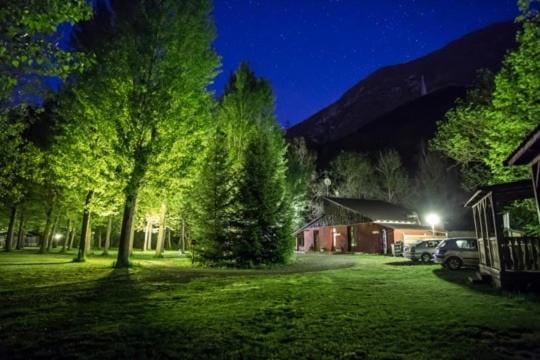 Property building, Night, Garden