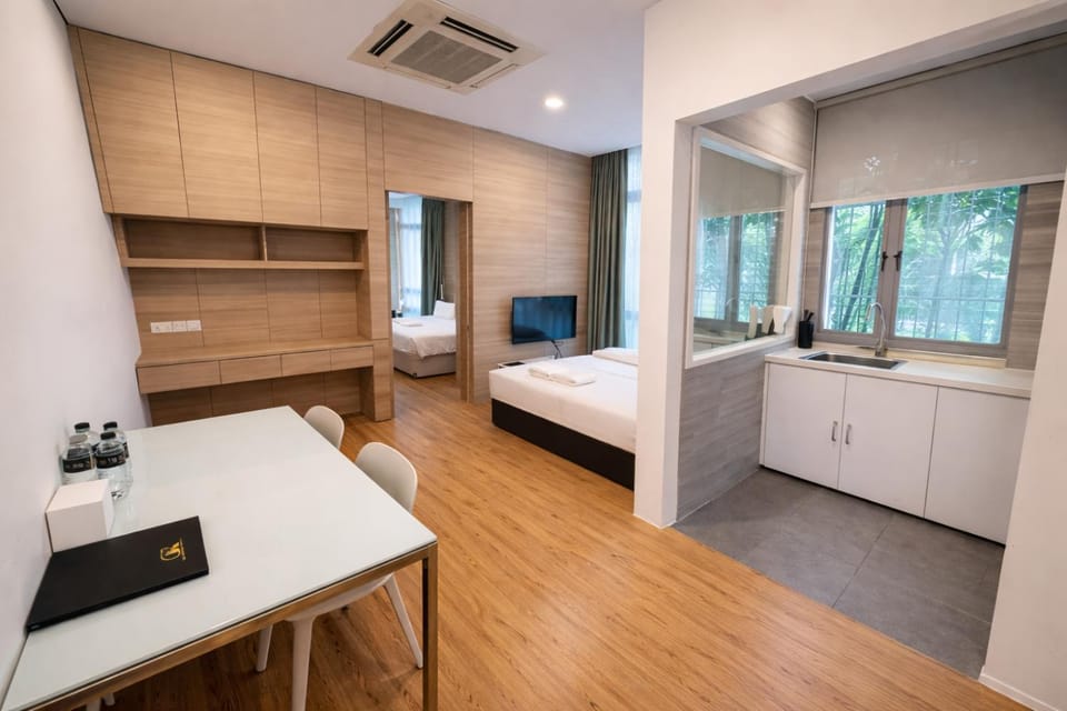 Living room, kitchen