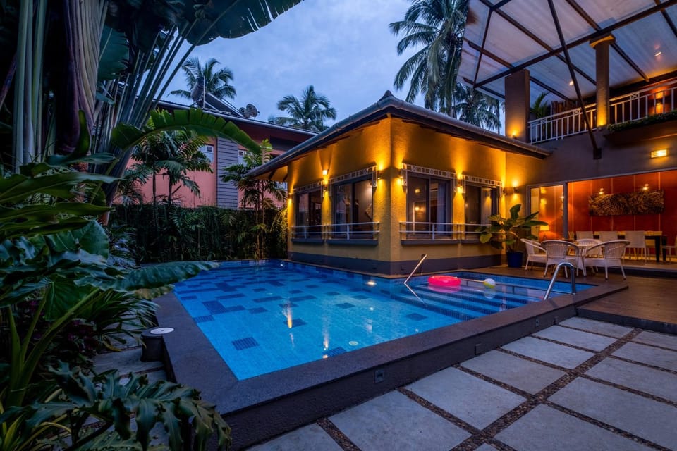 Night, Pool view, Swimming pool
