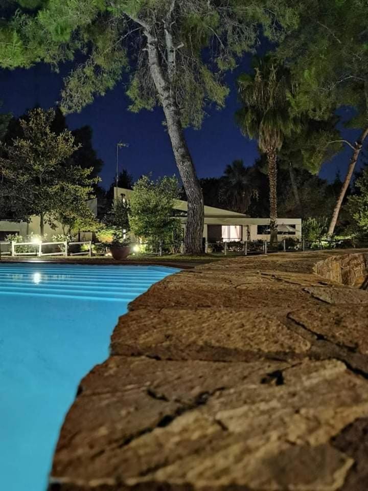 Property building, Night, Pool view, Swimming pool