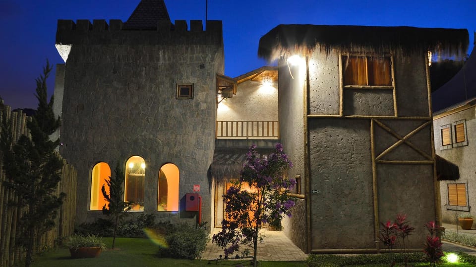 Property building, Night, Garden, Garden view