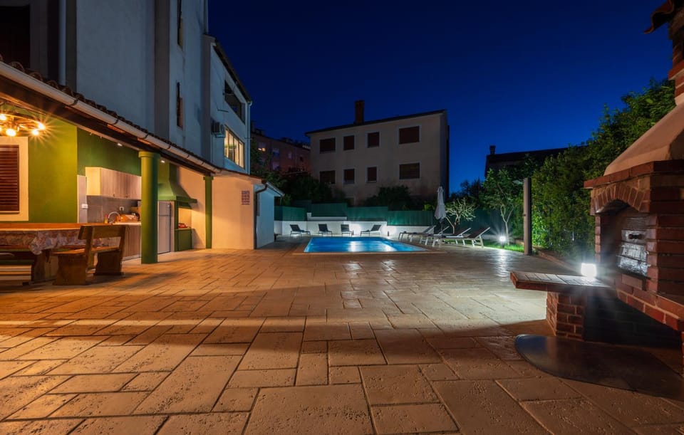 Patio, Night, Pool view, Swimming pool