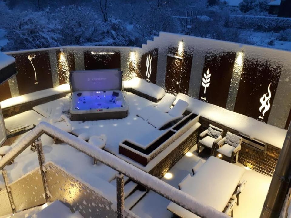Night, Winter, Hot Spring Bath, Hot Tub, Spa and wellness centre/facilities, Open Air Bath