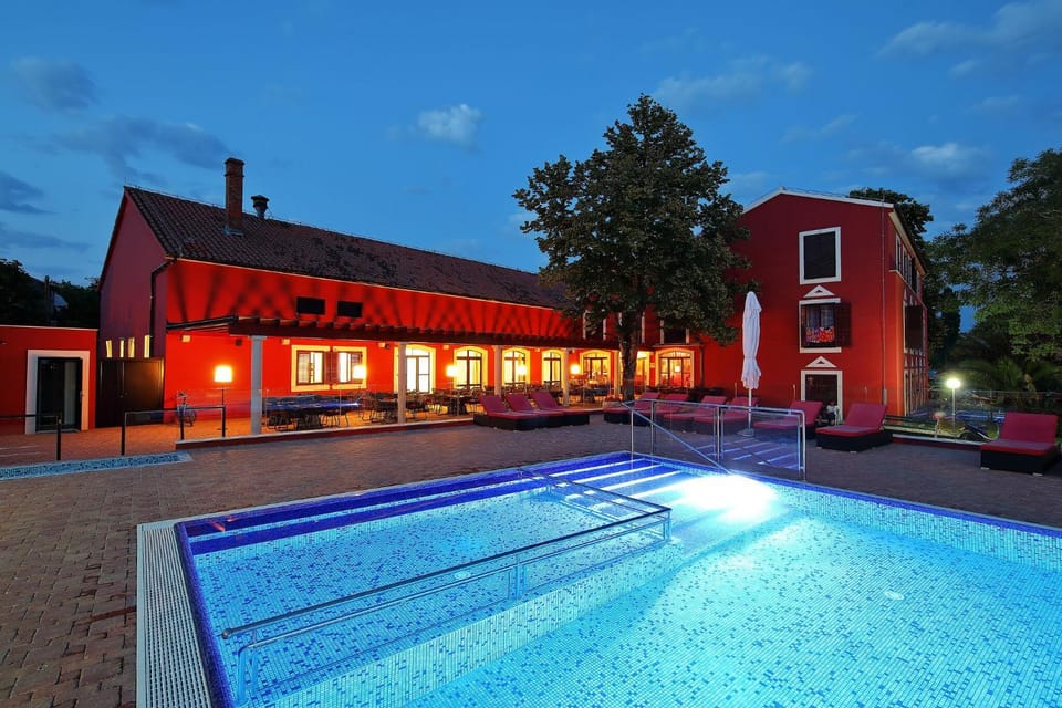 Property building, Night, Pool view, Swimming pool